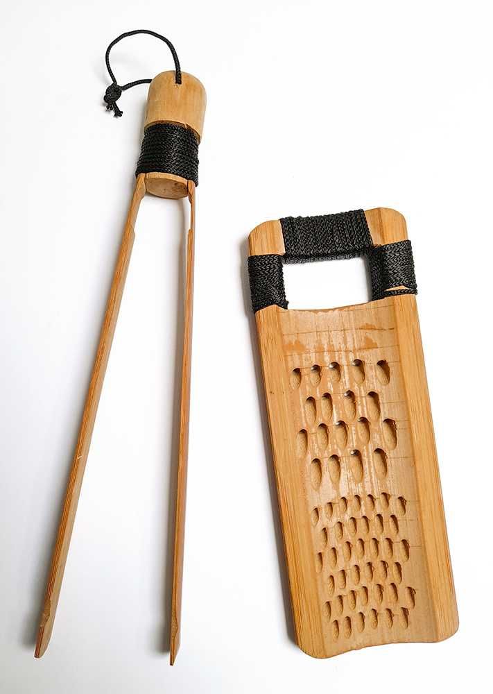 Conjunto de Utensílios de Cozinha Tradicional Asiática em Bambu