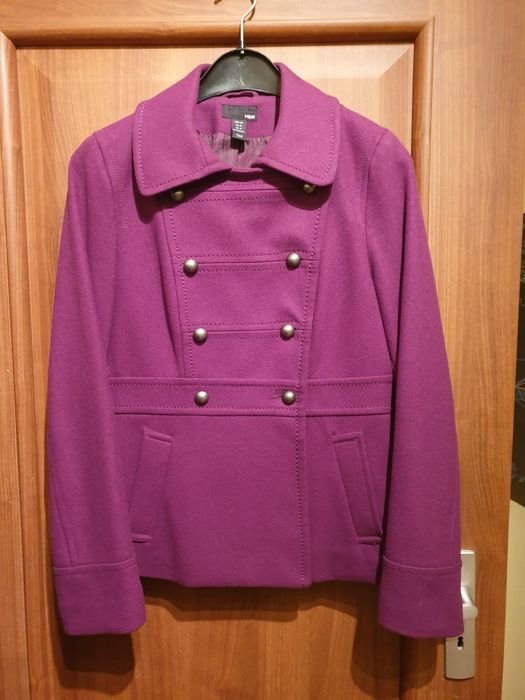 Kurtka H&M fioletowa, welniana