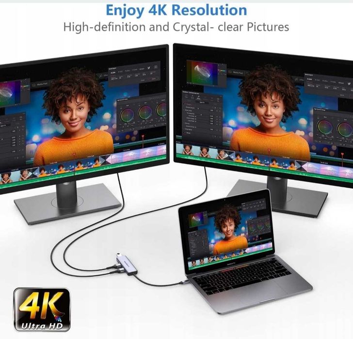Adapter HDMI Do Dwóch Monitorów Newmight 4 w 1 USB C