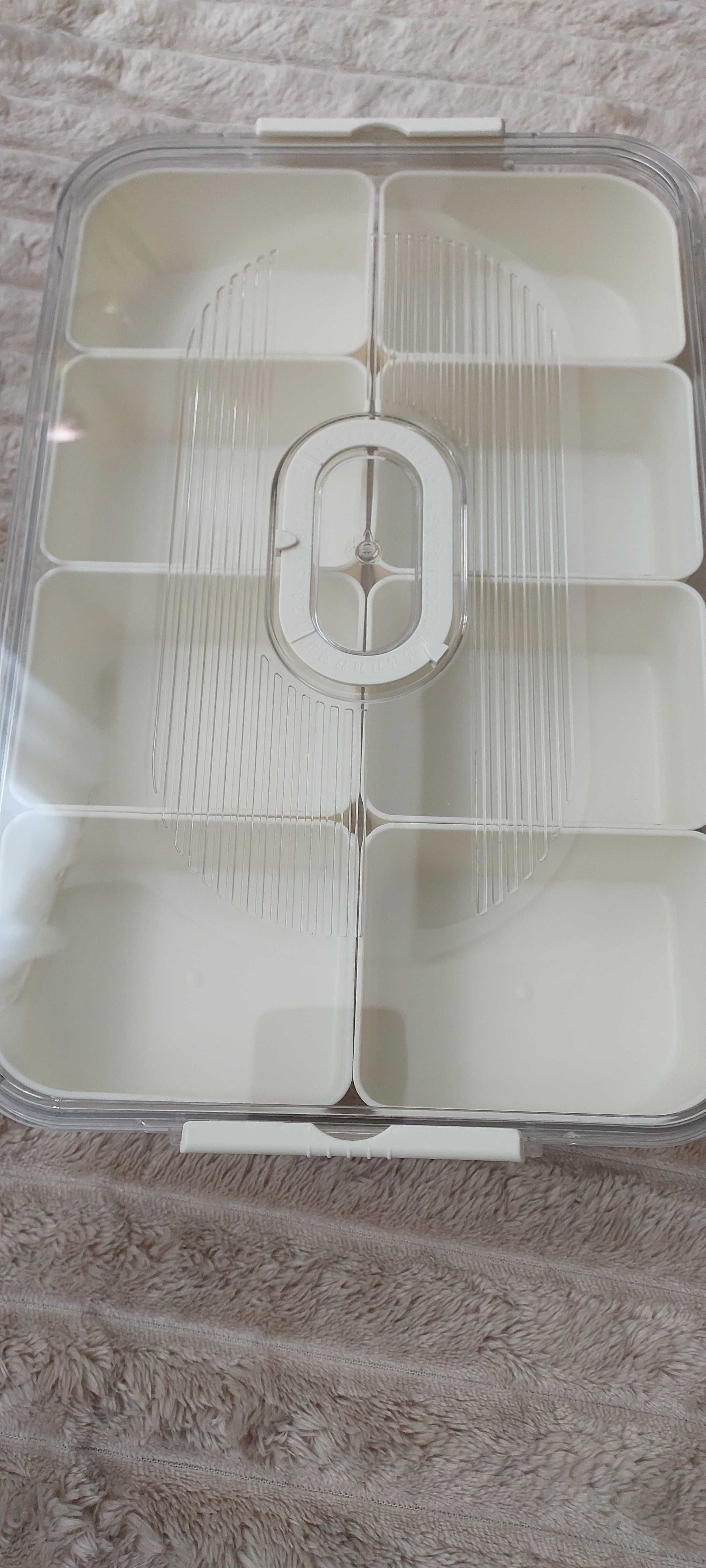 Pojemnik Box Pudełko z Przegródkami na Przekąski z Pokrywką