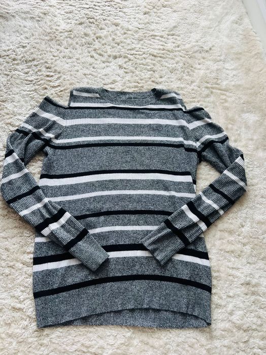 Sweter w paski odkryte ramiona rozmiar S/36 H&M
