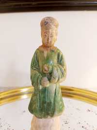 Figura chinesa da Disnastia Ming em pedra vidrada