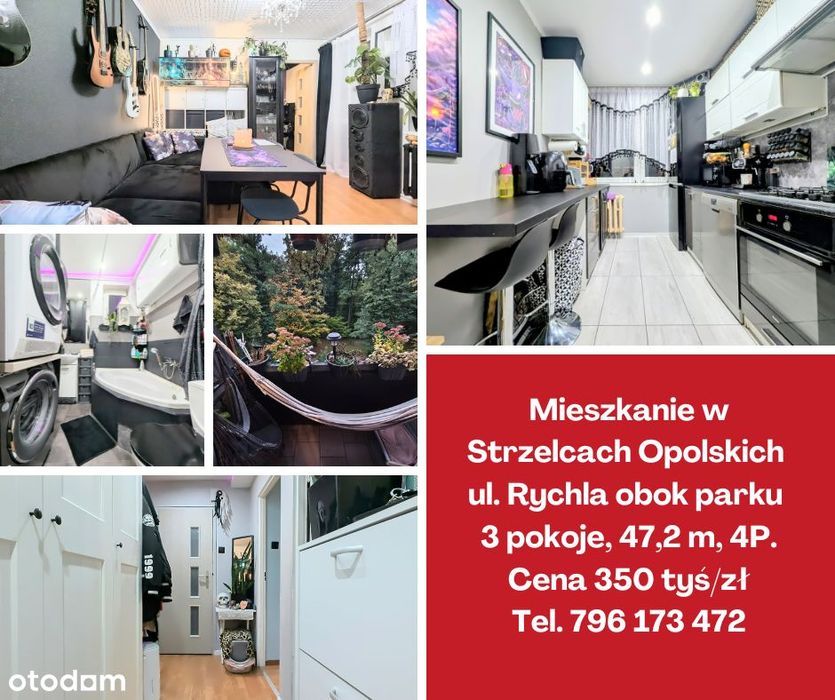 Mieszkanie 3 pokoje, 47,2m, balkon, 2 piwnice.