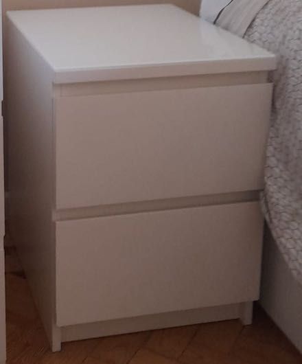 Mesa de Cabeceira - MALM c/ 2 gavetas, branco, 40x55 cm