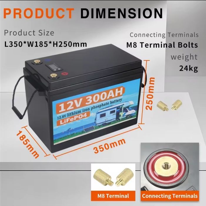 Bateria litowo-żelazowa LifePO4 12V 300Ah z BMS akumulator