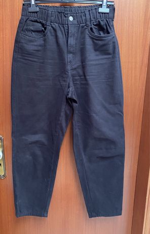 H&M Jeans Pretos Slouchy - cintura elastica (38)