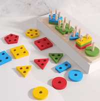 Montessori - klocki, drewniana układanka - zabawki edukacyjne