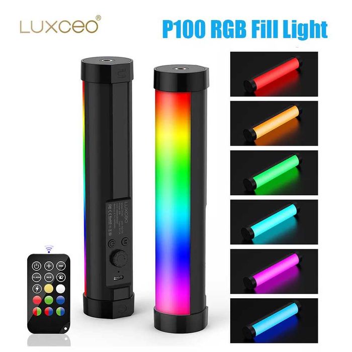 Відео фото світло RGB трубка палка LED Luxceo P100 2000mAh з магнітом