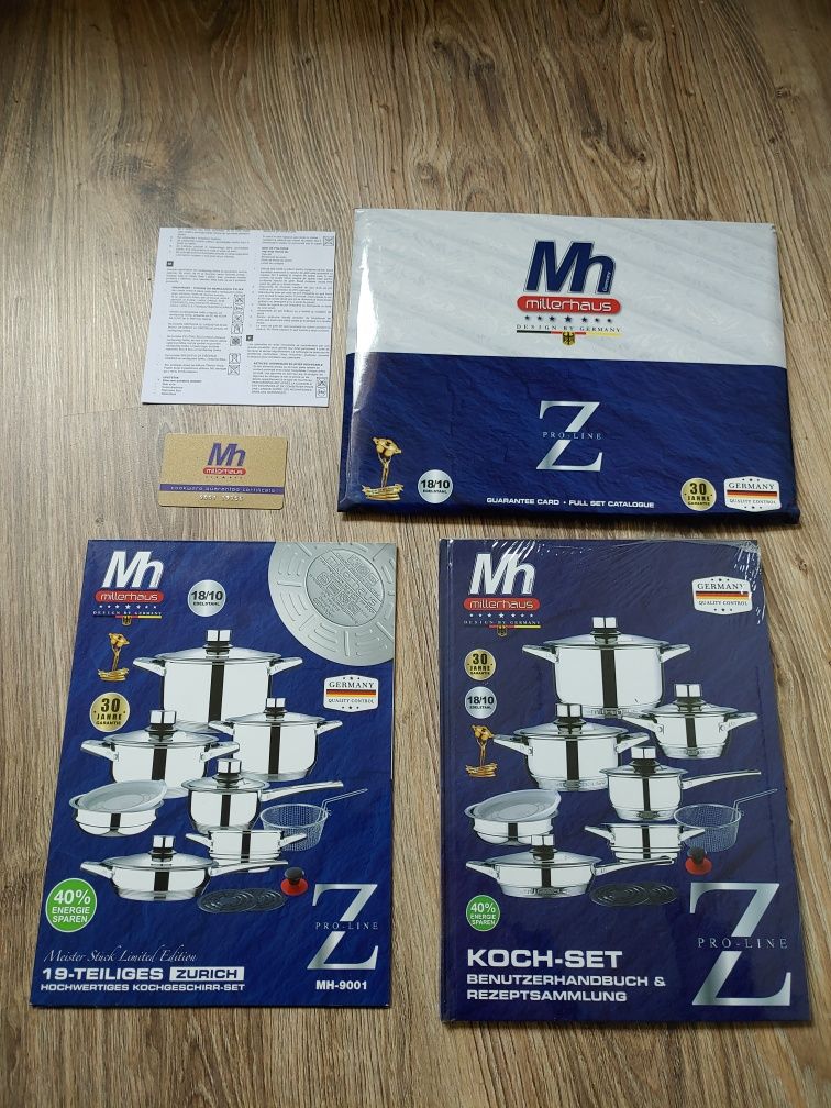 Nowy zestaw garnków Millerhaus Pro-Line MH-9001 19 elementów
