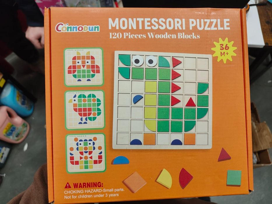 Drewniane puzzle puzzle Montessori zabawka edukacyjna 120 kształtów 20