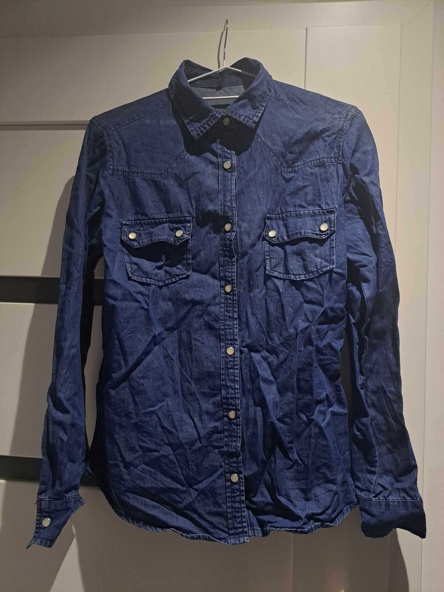 Granatowa koszula imitująca jeans M (38)