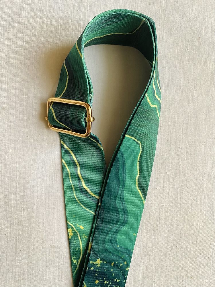 Pasek do torby torebki wzór Marmurkowy, Green/Zieleń
