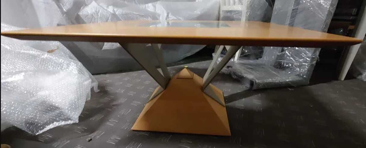 Ława - stolik Piramida - oryginalny unikatowy design - buk, 90x90