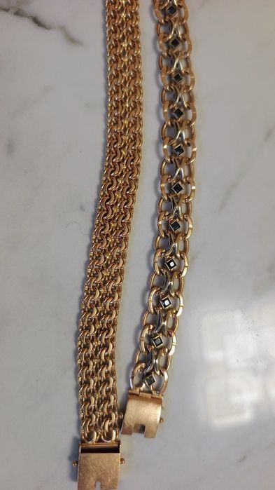 Золотий браслет 23 см 585 проби з камнямии