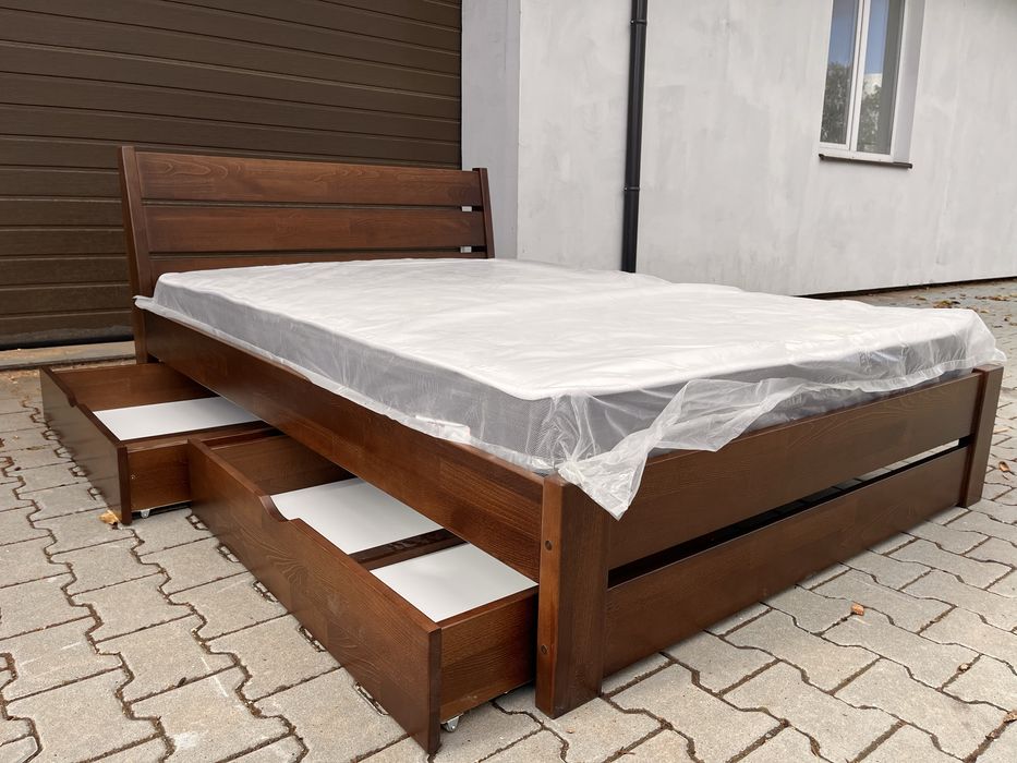 Łóżko bukowe. Łóżko z szufladami. Łóżko dwuosobowe.