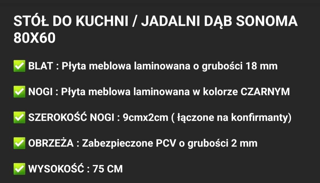 Stół 80x60 cm jak nowy