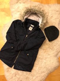 H&M granatowa parka kurtka czapka r 152