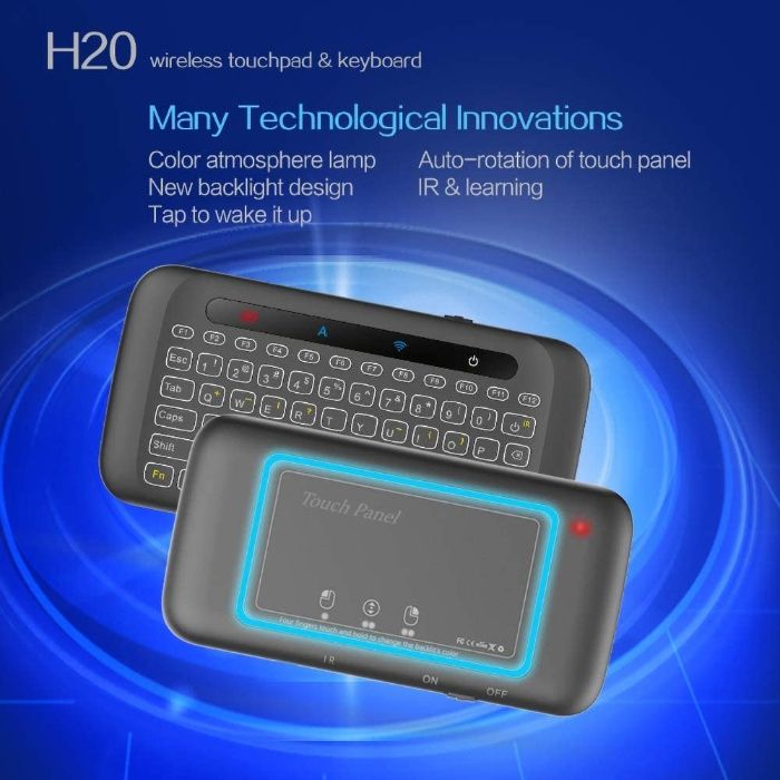 Mini Teclado H20 Wireless AirMouse Touchpad retroiluminador SELADO