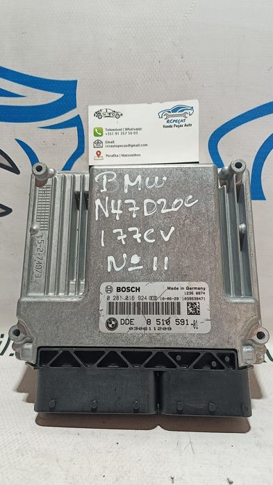 CENTRALINA ECU MOTOR BMW SERIE 1 E87 120D 16V 163CV N47D20C 61318510591 0281016924 851059101 8510591 030611209 DDE8510591 E81 E82 E88 X1 E84 X3 E83 SERIE 3 E90 E91 SERIE 5 F10 F11