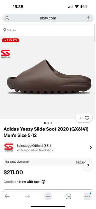 Тапочки шльопанці Adidas Yeezy Slide Soot GX6141 ОРИГІНАЛ 100% 44 р