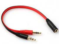 Adapter 1 x żeński 3.5mm jack -> 2 x męski 3.5mm jack