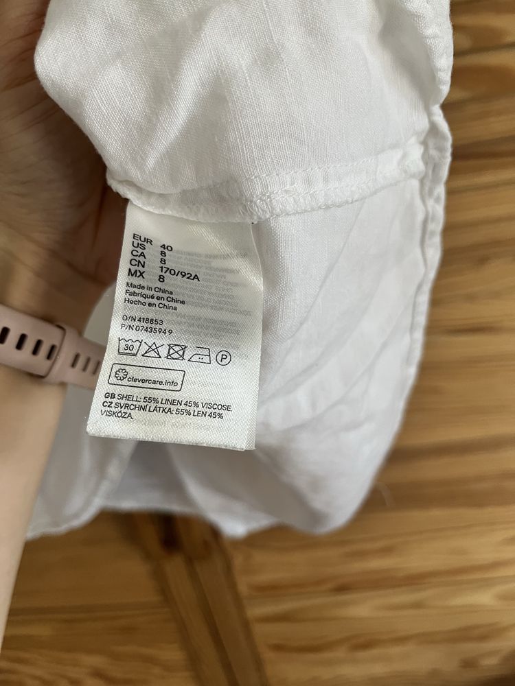 Sukienka damska H&M biała len wiskoza L