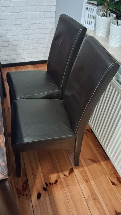 6 szt. Krzesło krzesła skóra brązowe wysokie