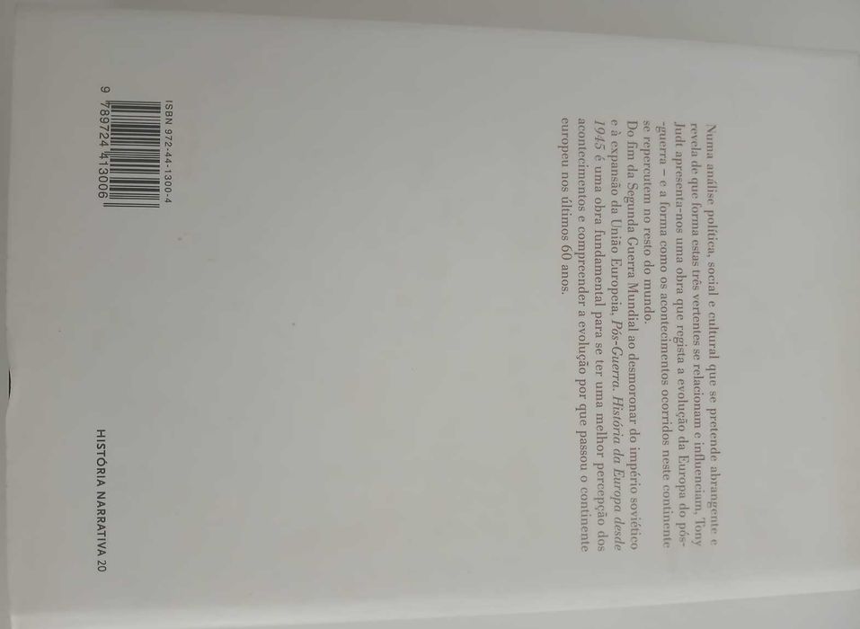Livro " Pós-Guerra " - História da Europa desde 1945 de Tony Judt