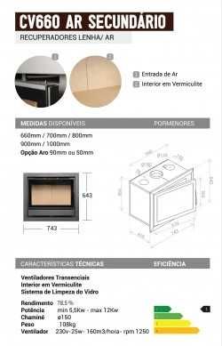 Recuperador lenha / ar CV660 (Preço sob consulta)