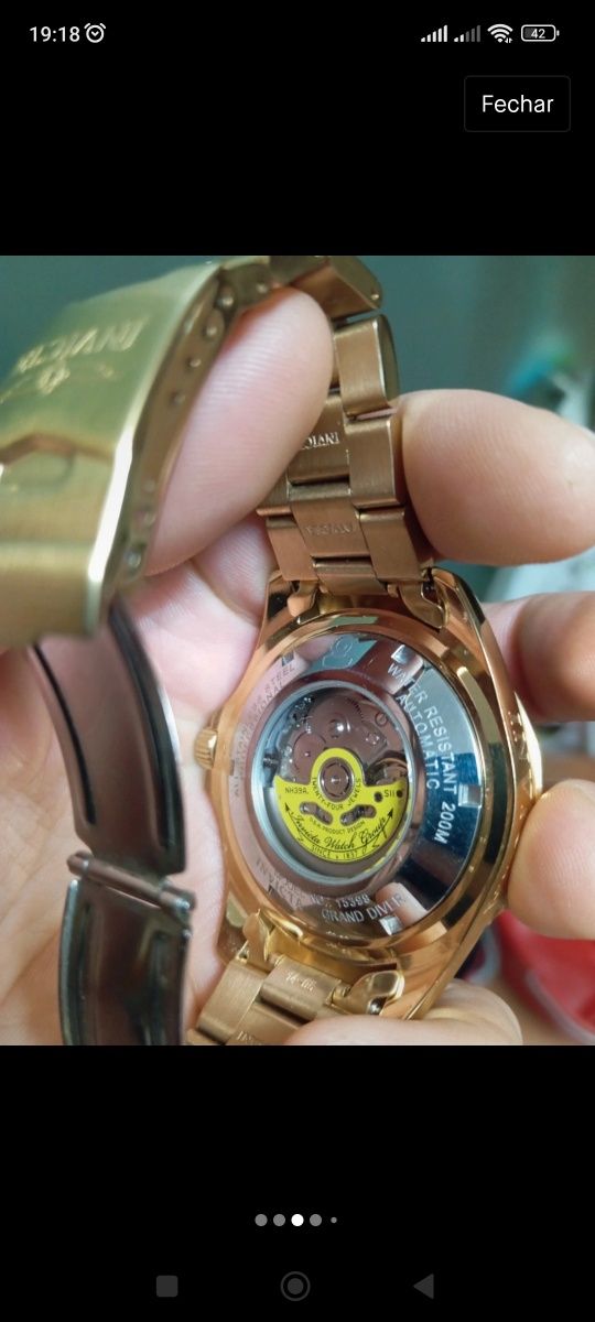 Relógio automático Invicta dourado grande