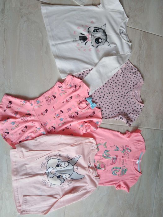 r. 110-116 nowe i używane, zestaw 5 szt bluzki, bluzeczki