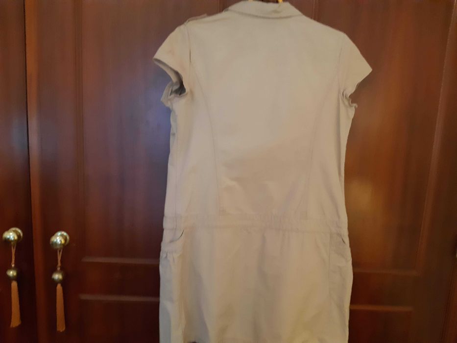 Vestido 100 por cento algodão, caqui, Quebramar, como novo