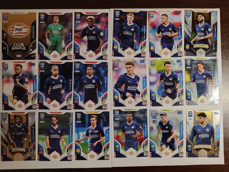 Komplet 18 kart piłkarskich Psv Eindhoven