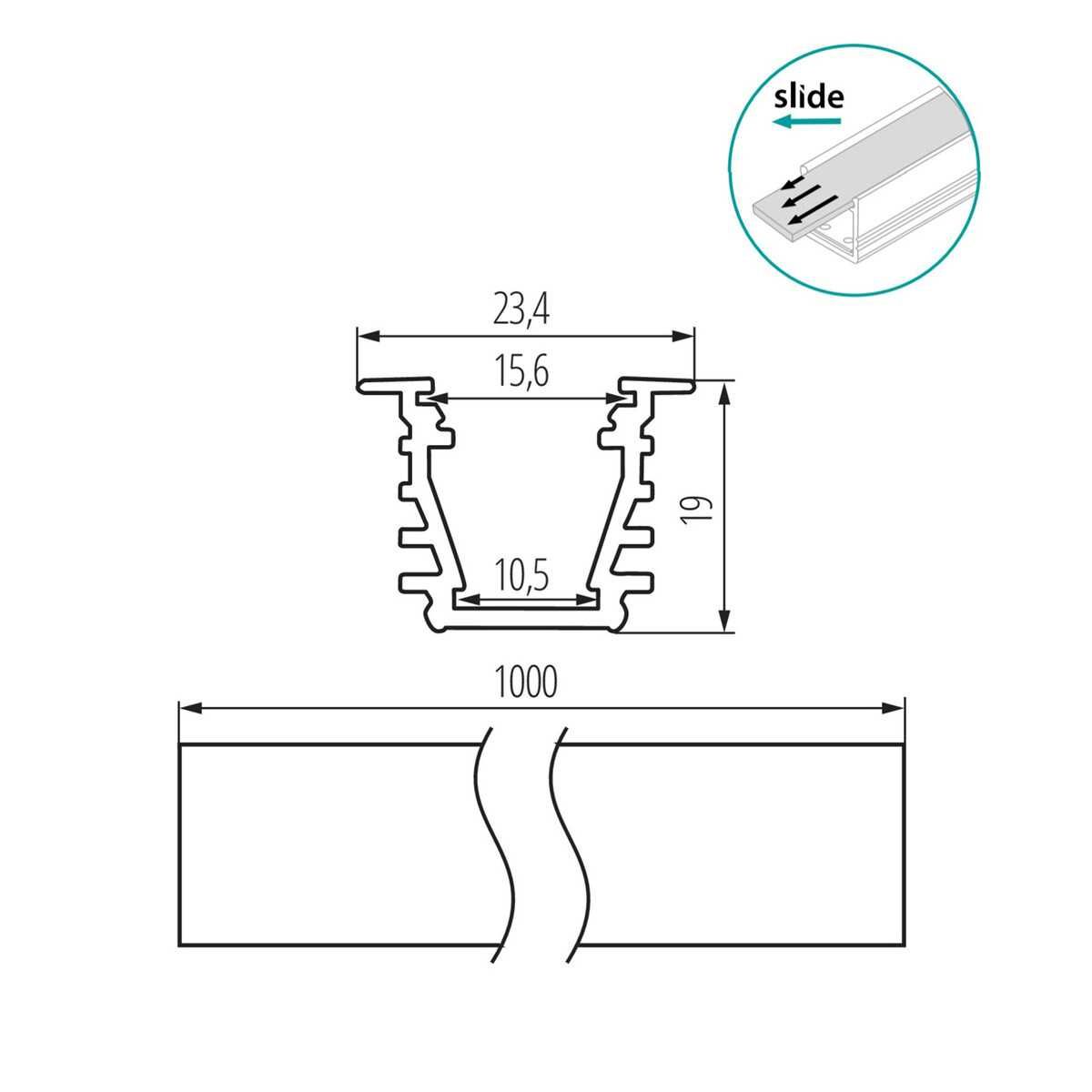 Profil aluminiowy KANLUX PROFILO SET-MI-W 19757 wpuszczany karton-gips