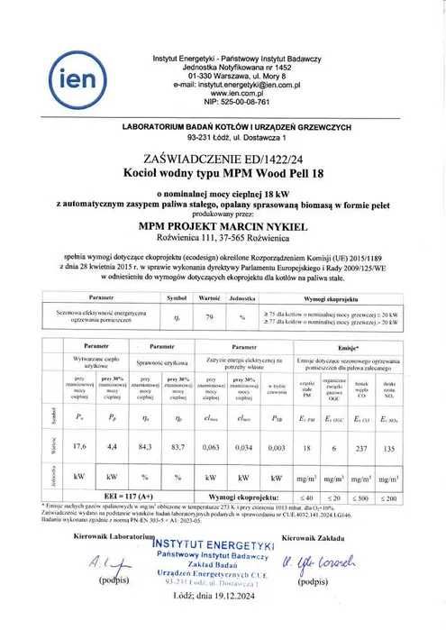 Kocioł  na pellet i drewno MPM Wood Pell 14 kW dofinansowanie