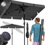 KESSER® Parasol balkonowy LED Solarny z korbką, pokrowiec ochronny