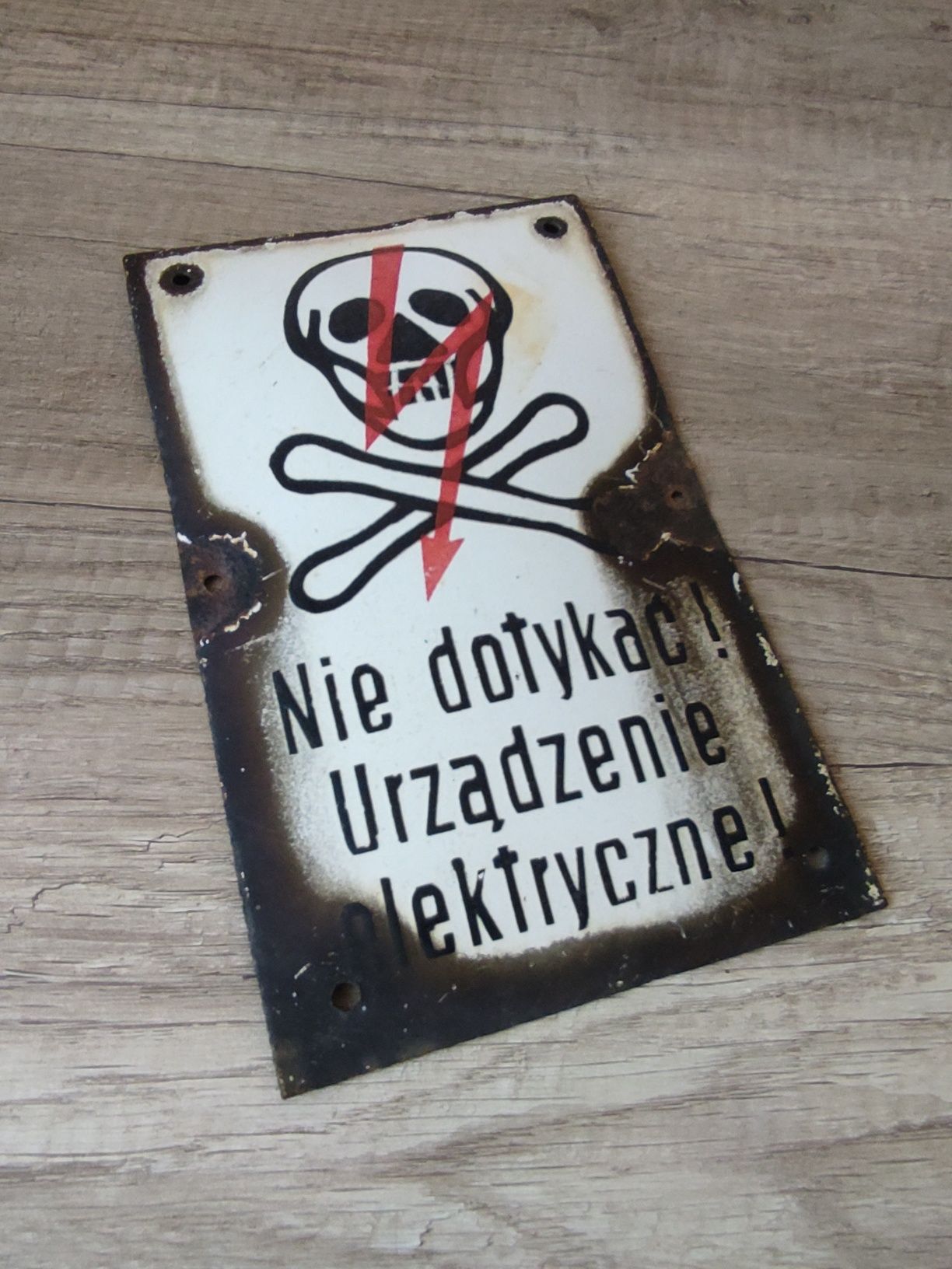 Tabliczka nie dotykać urządzenie elektryczne retro PRL loft Rzeszów