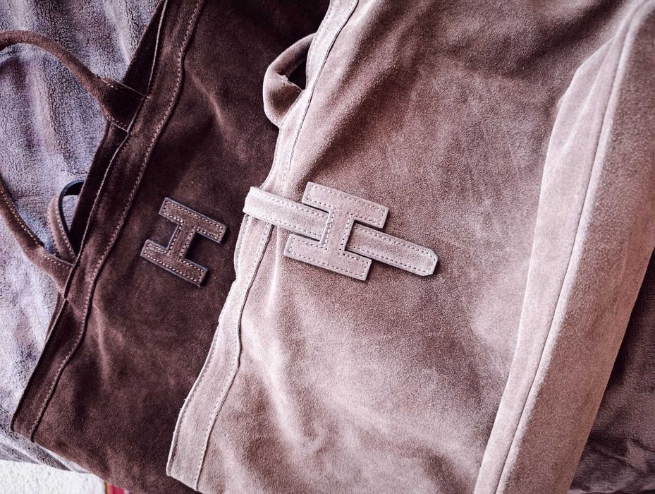 Torba damska zamsz, czekoladowa, nowa Cassi