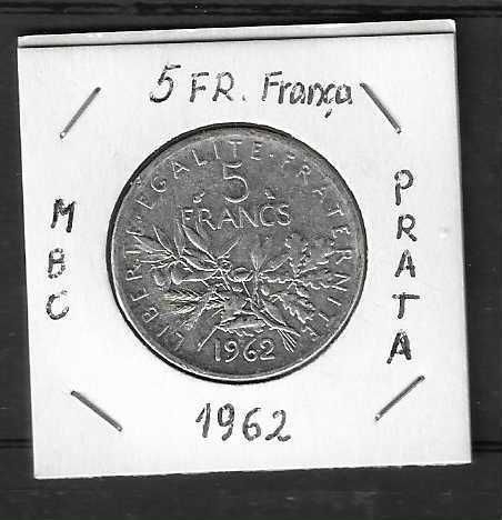 Moeda Prata 5 Francos França
