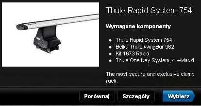 Bagażnik dachowy do Volvo V60 (10-18) Thule WingBar srebrny / używany