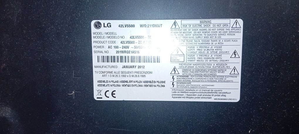 Lg 42lv5500 na części