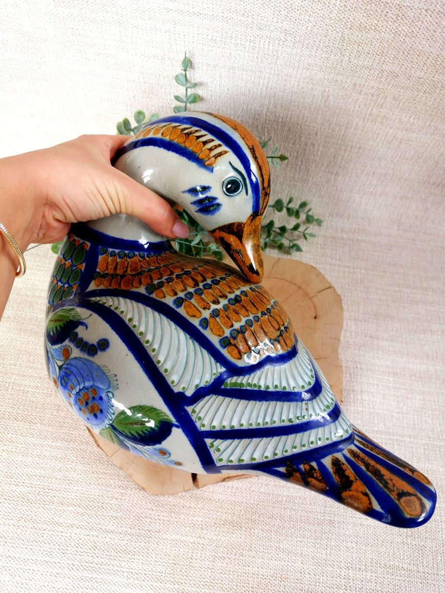 Duża ręcznie malowana figurka porcelanowa porcelana kaczka wielkakoc