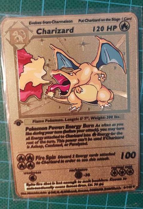 Cartas Pokemon metal douradas - Venusaur Charizard Blastoise