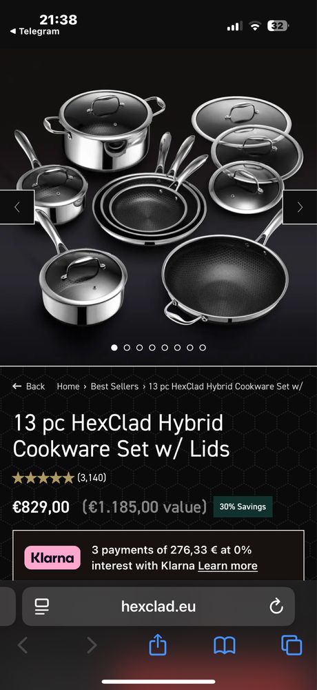Набір гібридного посуду HexClad з кришками з 13 шт.