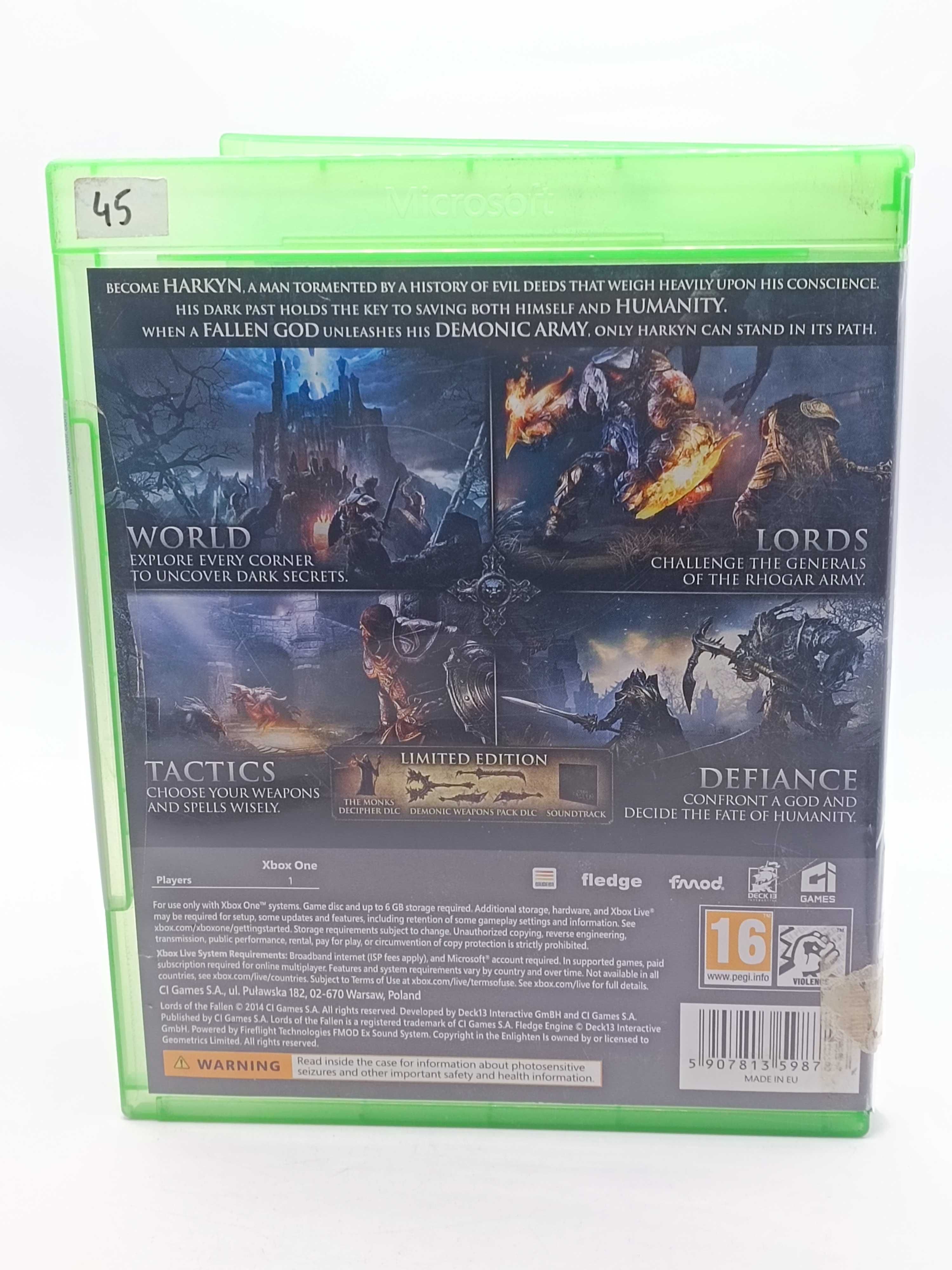 GRA Lords Of The Fallen Limited Edition NA Xbox One 133/02/25s