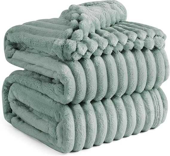 BEDSURE Przytulny puszysty koc miękki ciepły duży zielony 240 x 220 cm