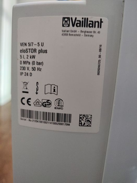 Podgrzewacz wody bezciśnieniowy firmy Vaillant