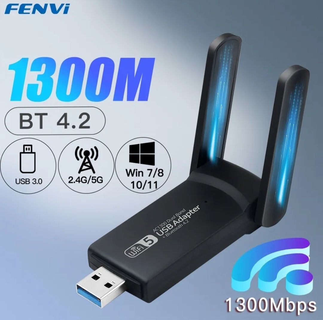 USB 3.0 Мощный двухдиапазонный 1300 Mbps Wi-Fi адаптер 2.4 / 5 GHz ГГц