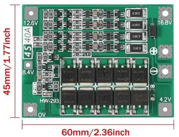 2x PCB BMS Li-Ion 4S 40A z balanserem