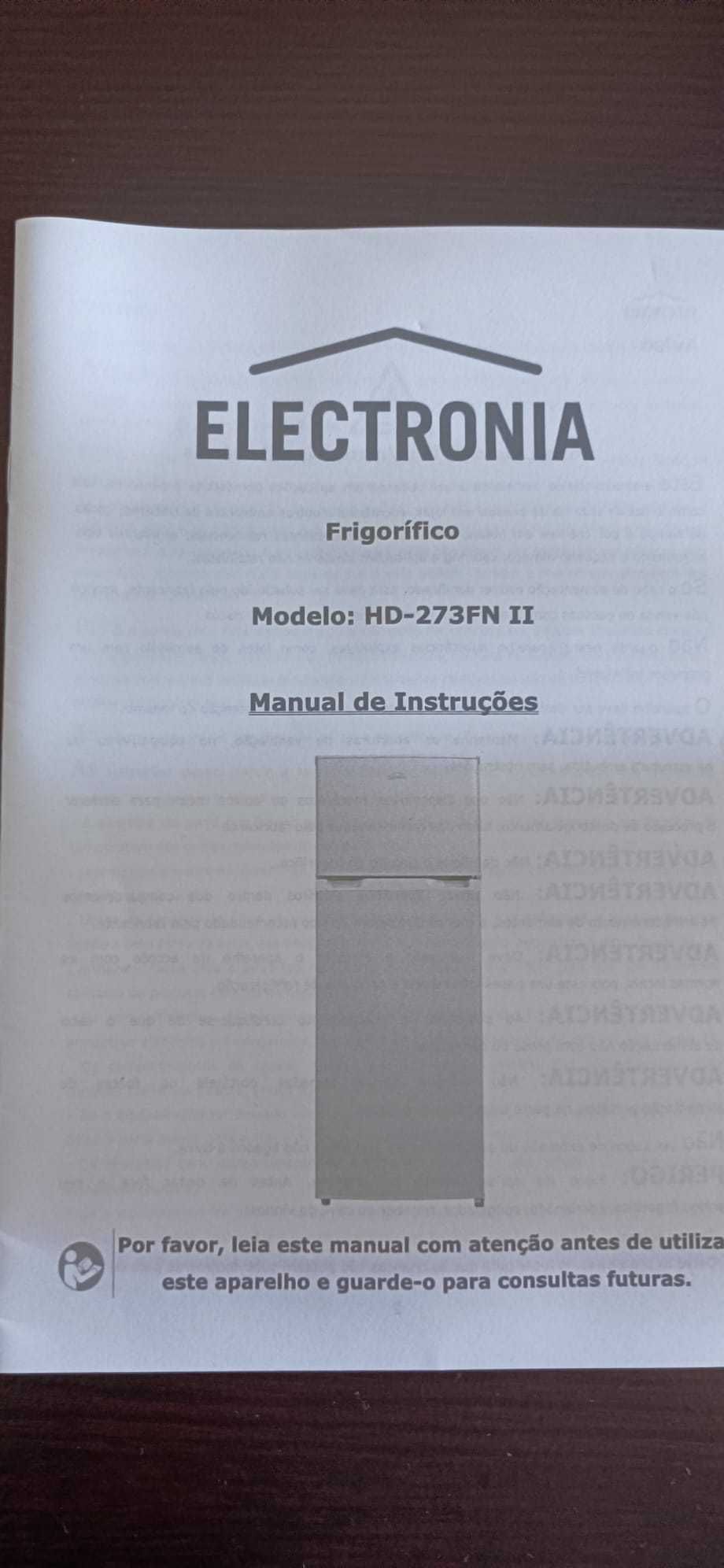 FRIGORÍFICO seminovo, ELECTRONIA HD-273FN II, 2 P, Volume 204 Litros